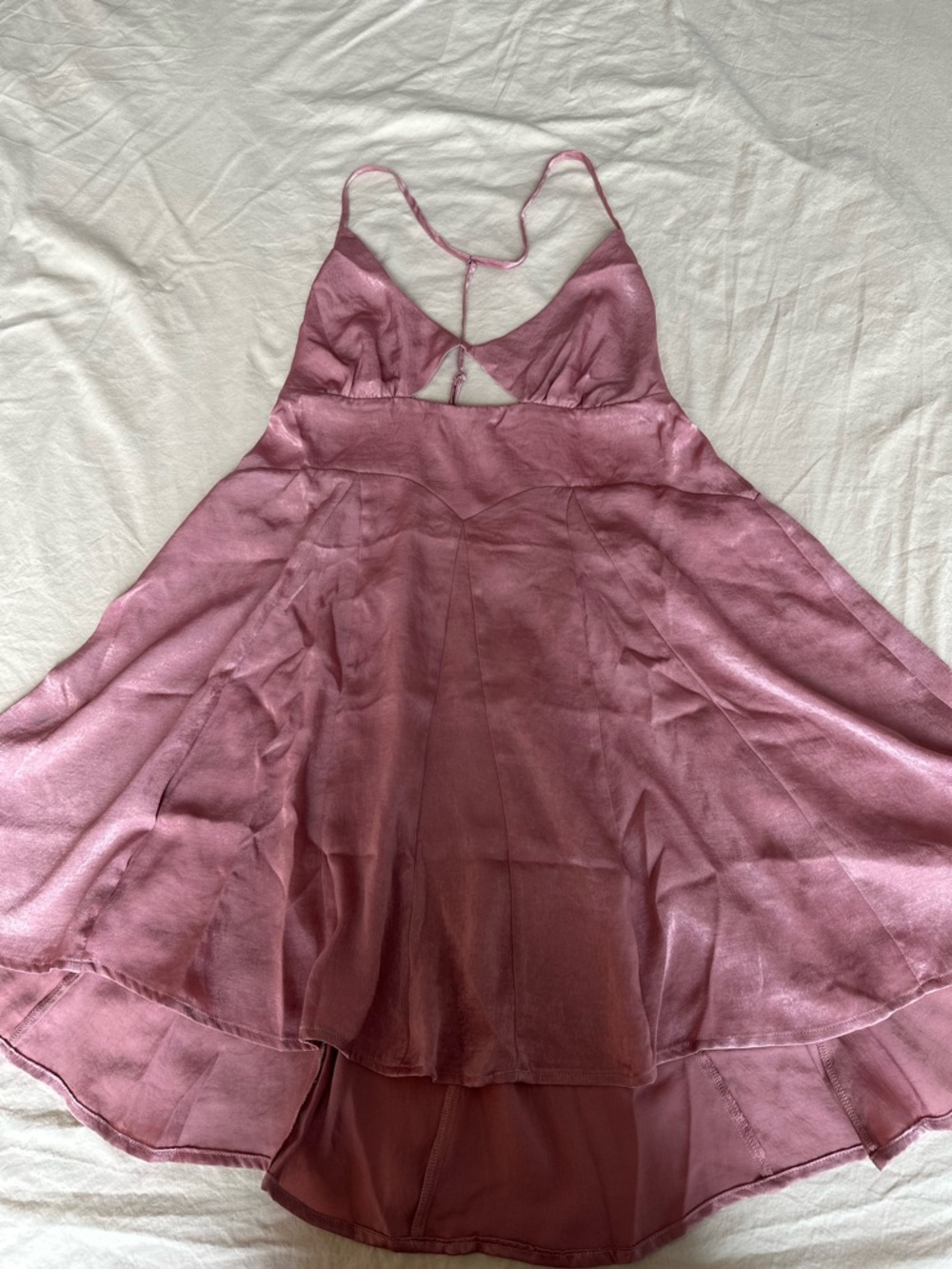 Free People Dusty Rose Satin Lingerie Teddy Dress NWT - Size L